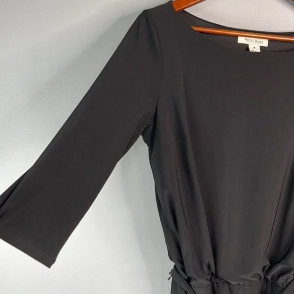 WHITE HOUSE BLACK MARKET Belted Dress Tied Waist Boat Neck Mini 3/4 Sleeves M - Picture 5 of 9